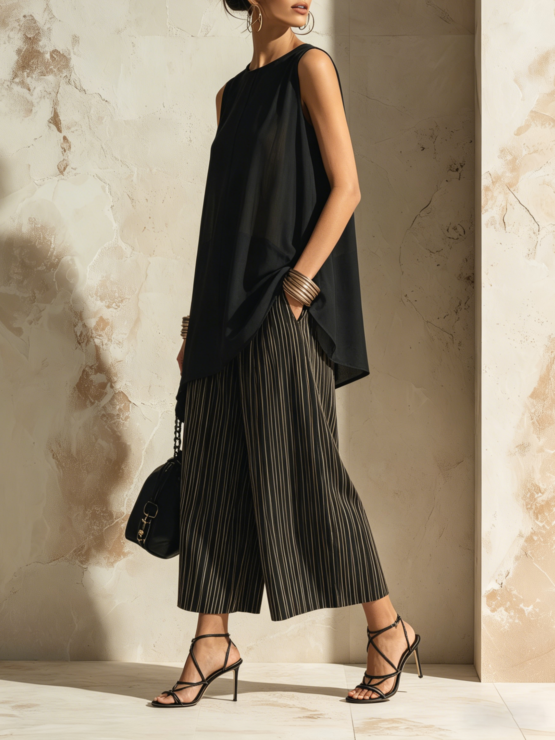 Women’s Blue Resort Chiffon V-Neck Short Sleeve Relaxed Wide-Leg Pants Set