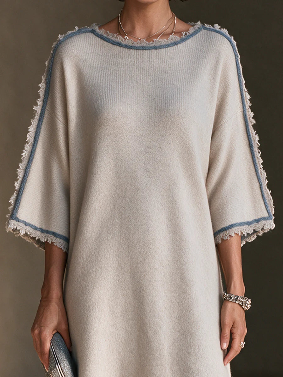 Women’s  Knit Crew Neck  A-Line Midi Dress