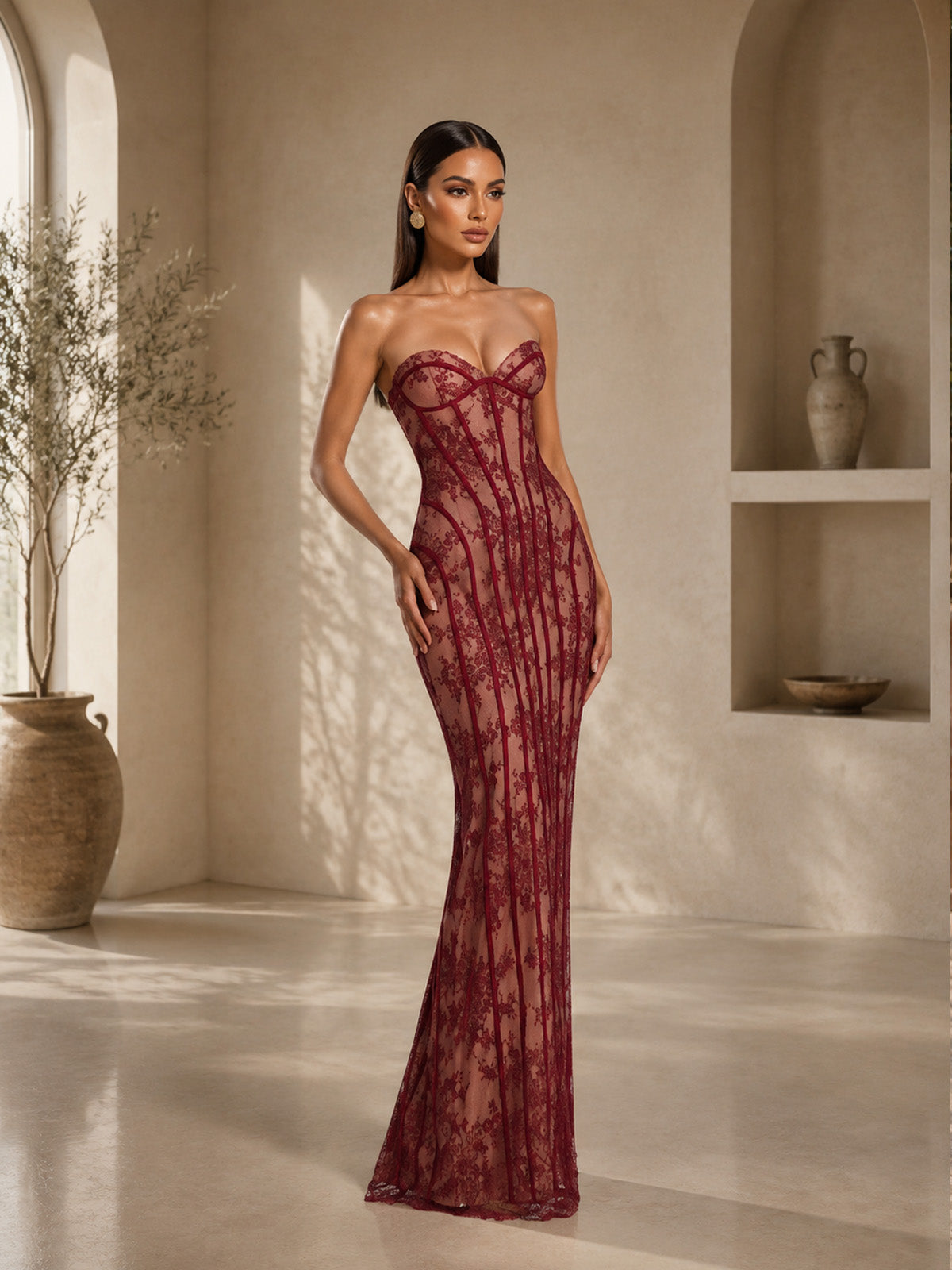 Robe longue de soirée sirène asymétrique moulante sans manches à paillettes pour femme avec détails de chaîne d'épaule perlée, découpes et fente haute