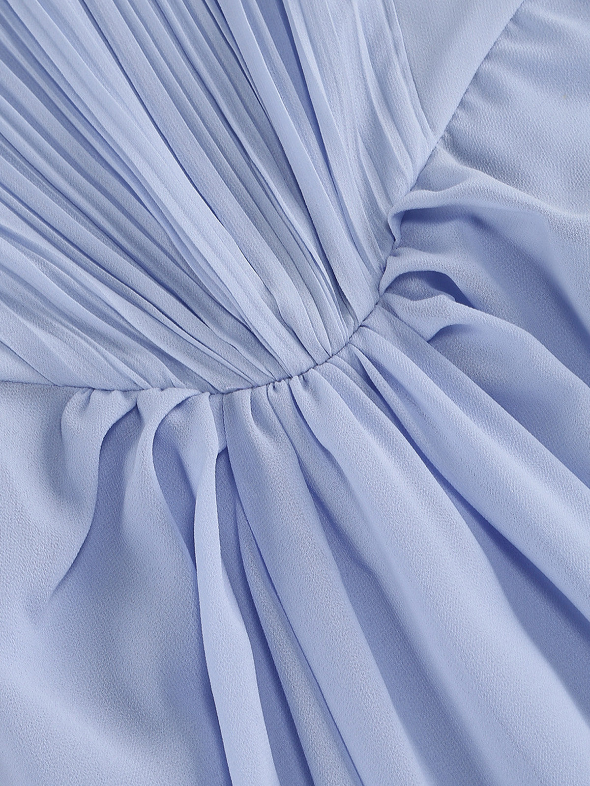 Women’s Light Blue Refined Chiffon Draped Cape Sleeve Maxi Dress