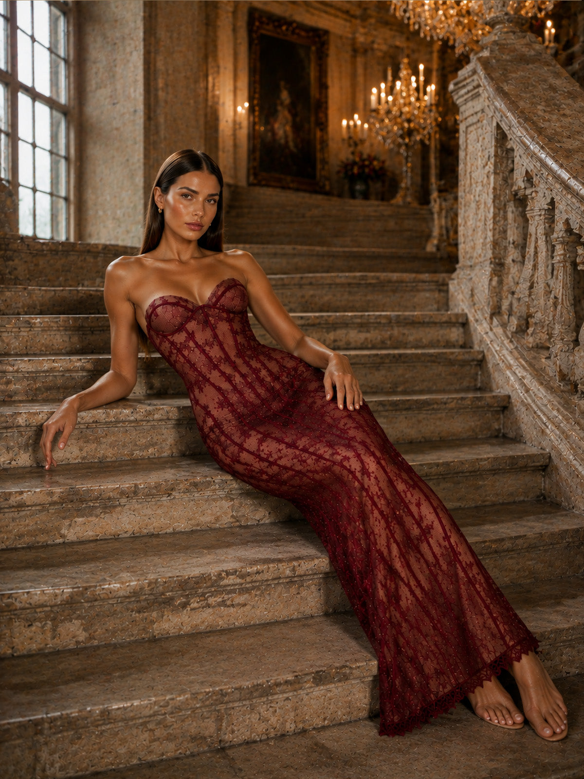 Robe longue de soirée sirène asymétrique moulante sans manches à paillettes pour femme avec détails de chaîne d'épaule perlée, découpes et fente haute