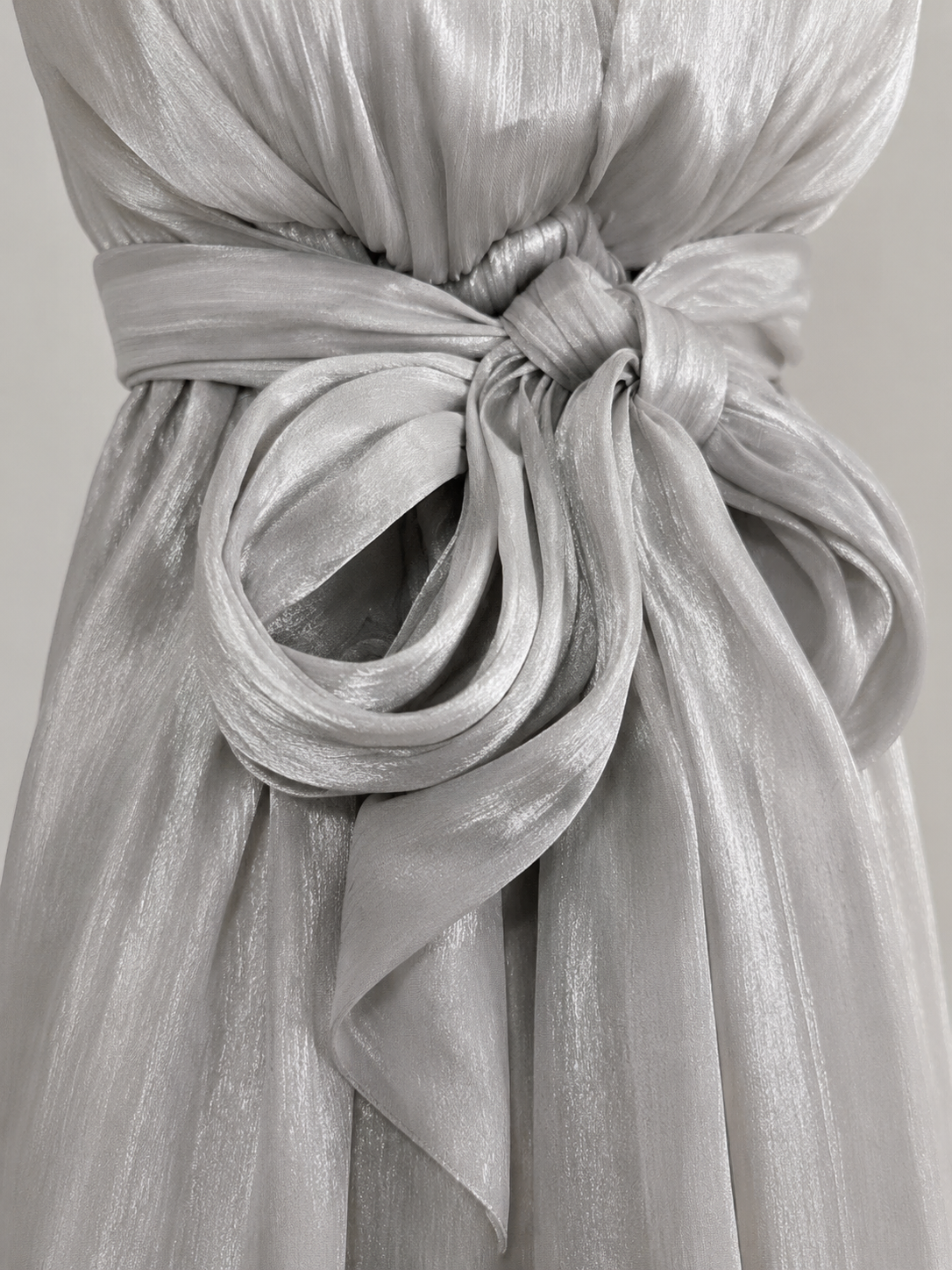 Women’s Glamorous Satin High Neck Sleeveless A-Line Mini Dress with Bow Ruffle Detail