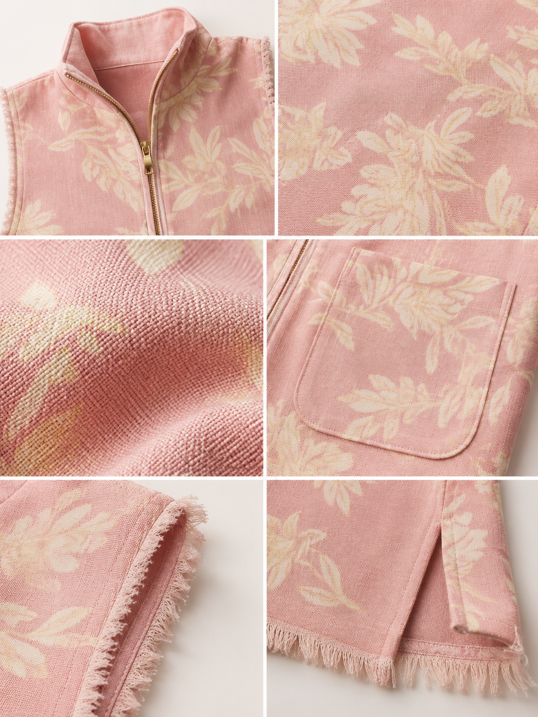 Blush Pink Floral Print Sleeveless Shift Dress With Frayed Trim