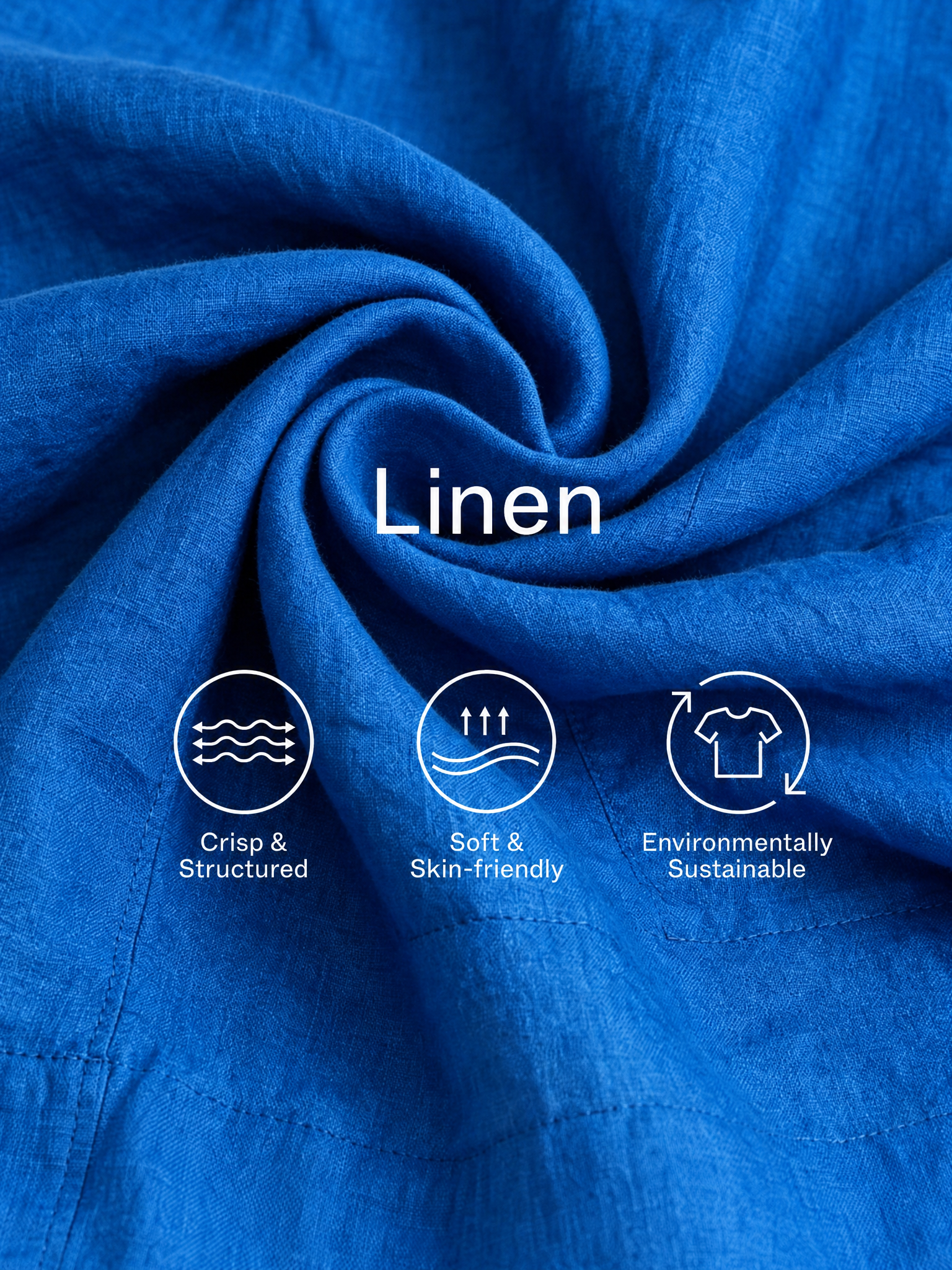Women’s Royal Blue Minimalist Linen Stand-Collar Sleeveless Relaxed Mini Shirt Dress