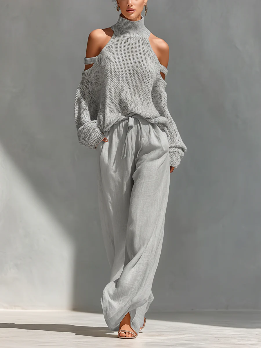 Women’s White Relaxed Wide-Leg Long Pants